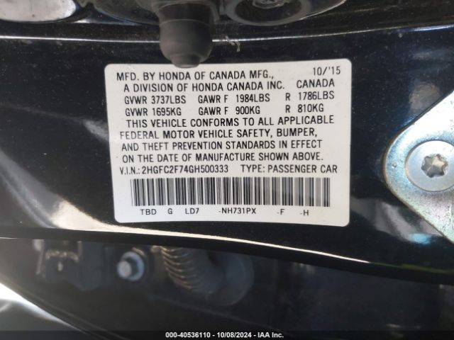 2HGFC2F74GH500333 Honda CIVIC EX