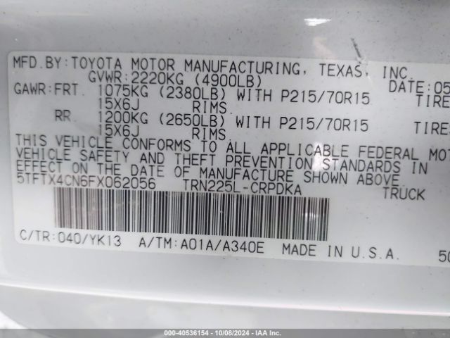 5TFTX4CN6FX062056 Toyota Tacoma