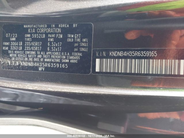 KNDNB4H35R6359165 KIA Carnival Mpv Lx Seat Package