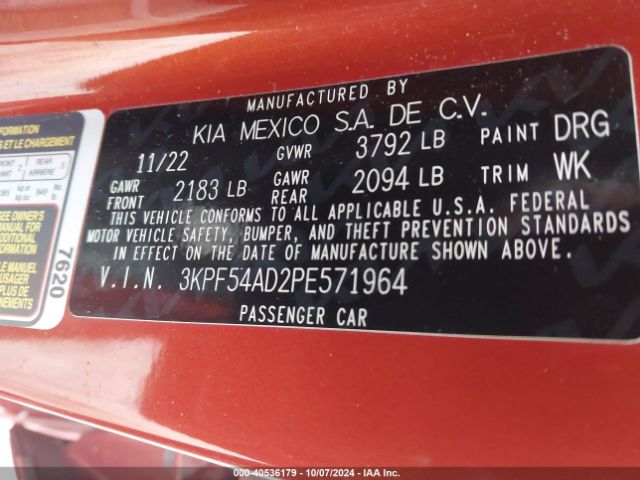 3KPF54AD2PE571964 KIA Forte Gt-line