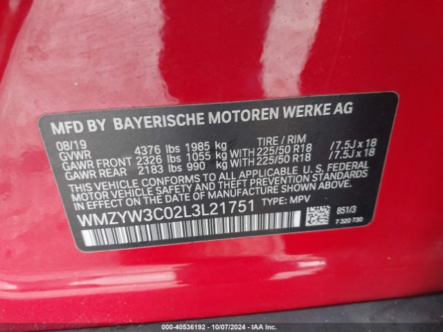 WMZYW3C02L3L21751 Mini Countryman Cooper