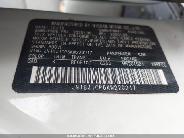 JN1BJ1CP6KW220217 Nissan Rogue Sport Sv