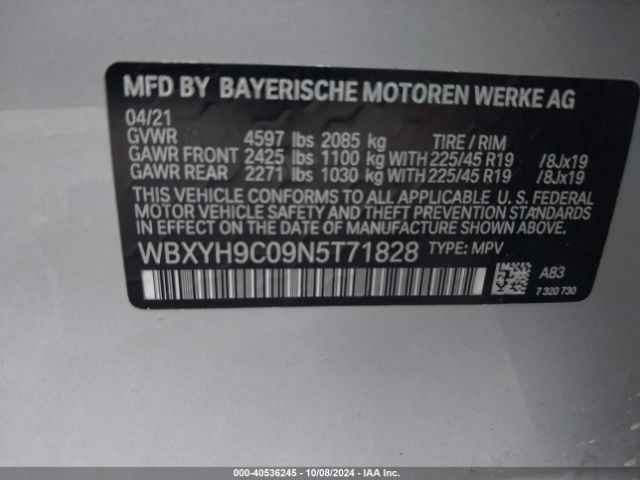 WBXYH9C09N5T71828 BMW X2 Sdrive28i