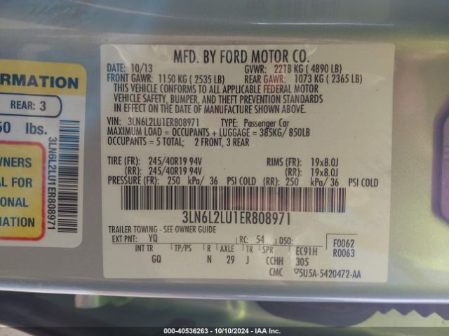 3LN6L2LU1ER808971 Lincoln MKZ HYBRID