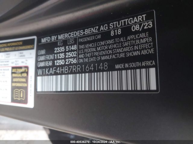 W1KAF4HB7RR164148 Mercedes-Benz C 300
