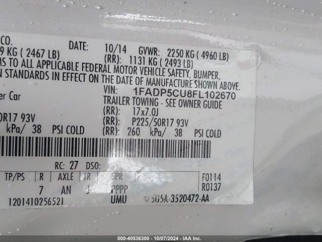 1FADP5CU8FL102670 Ford C-max Energi Sel