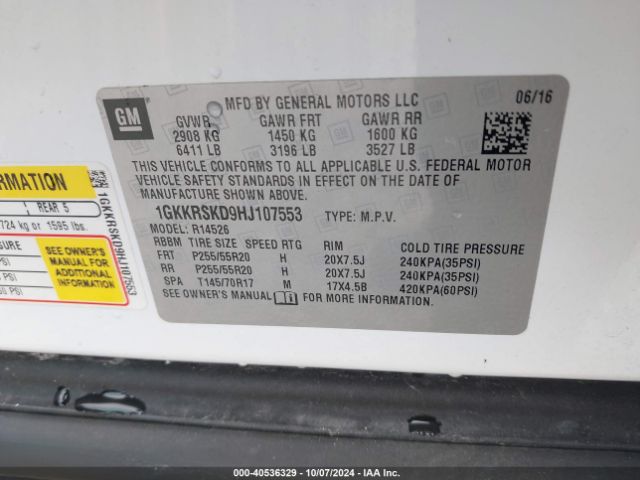 1GKKRSKD9HJ107553 GMC Acadia Limited