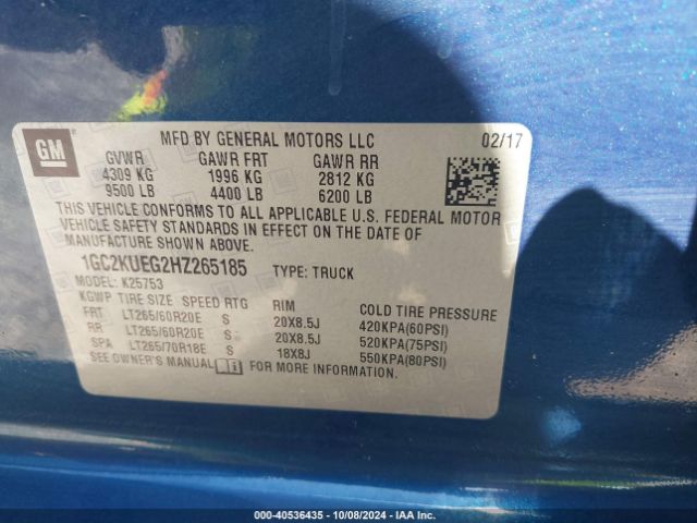 1GC2KUEG2HZ265185 Chevrolet Silverado 2500hd Wt