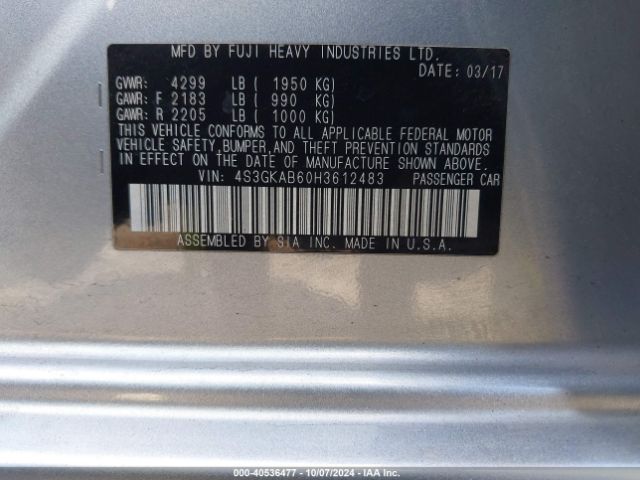 4S3GKAB60H3612483 Subaru Impreza 2.0i Premium