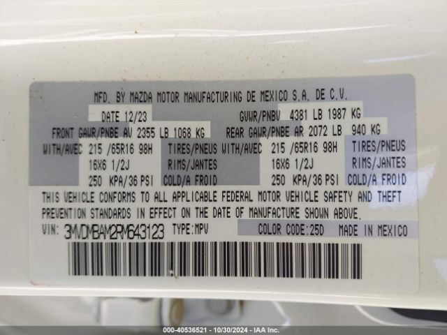 3MVDMBAM2RM643123 Mazda Cx-30 2.5 S