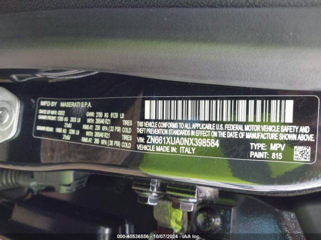 ZN661XUA0NX398584 Maserati Levante Gt