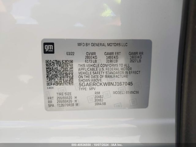 5GAERCKW8NJ167045 Buick Enclave Fwd Premium