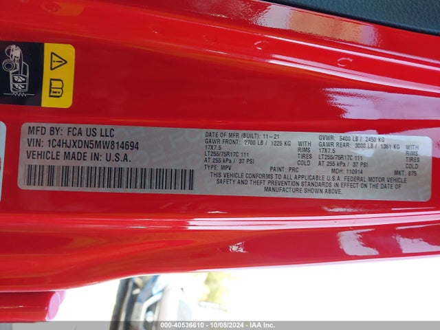 1C4HJXDN5MW814694 Jeep Wrangler Unlimited Willys 4x4