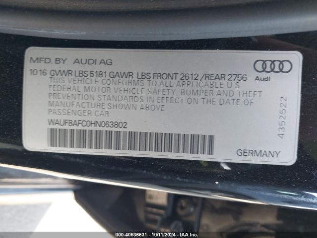 WAUF8AFC0HN063802 Audi A6 2.0t Premium