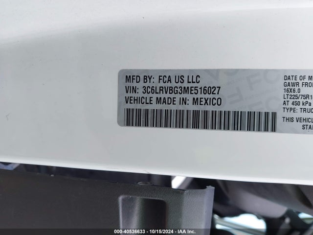 3C6LRVBG3ME516027 RAM Promaster 1500 136 Wb