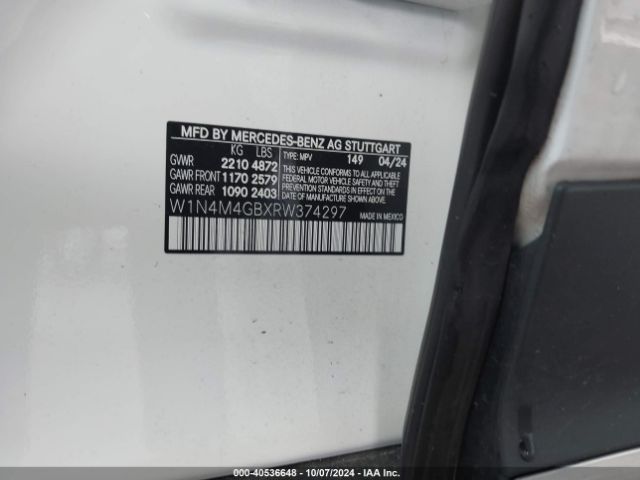 W1N4M4GBXRW374297 Mercedes-Benz GLB 250
