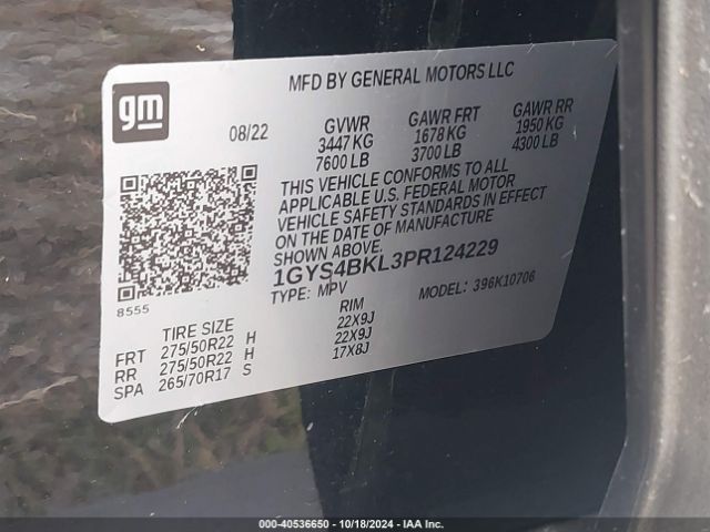 1GYS4BKL3PR124229 Cadillac Escalade 4wd Premium Luxury