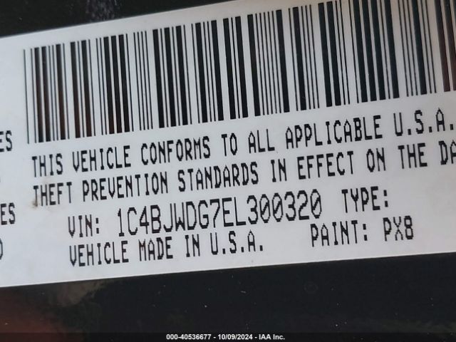 1C4BJWDG7EL300320 Jeep Wrangler Unlimited Sport