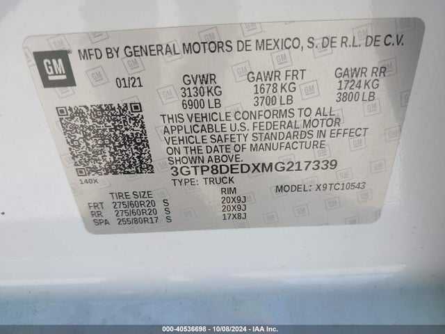 GMC SIERRA 1500 2021 3GTP8DEDXMG217339 Image 9