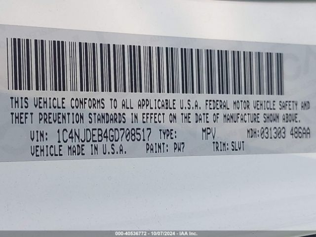 1C4NJDEB4GD708517 Jeep Compass High Altitude Edition