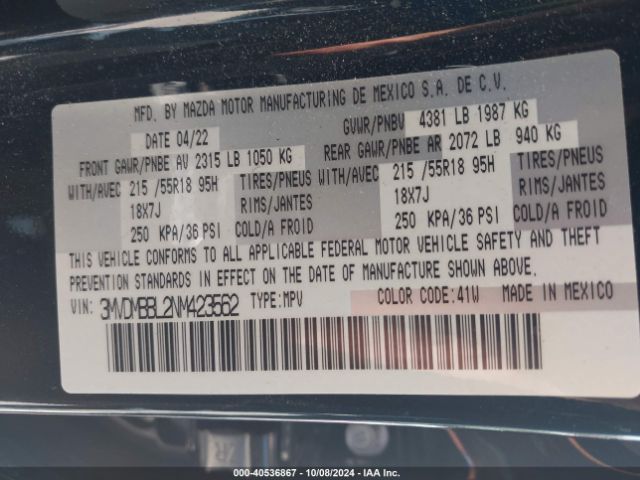 3MVDMBBL2NM423562 Mazda Cx-30 Select