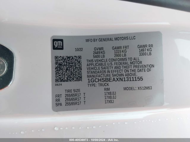 1GCHSBEAXN1311155 Chevrolet Colorado 2wd  Long Box Wt