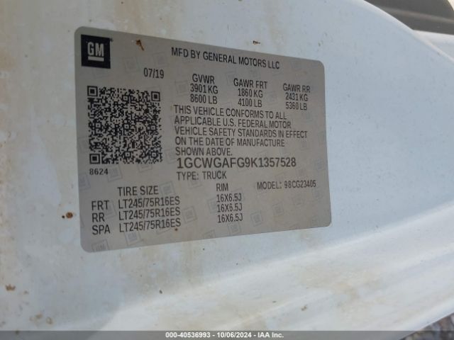 1GCWGAFG9K1357528 Chevrolet Express 2500 Work Van