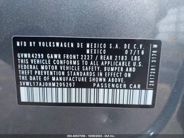 3VWL17AJ0HM205267 Volkswagen Jetta 1.8t Sel
