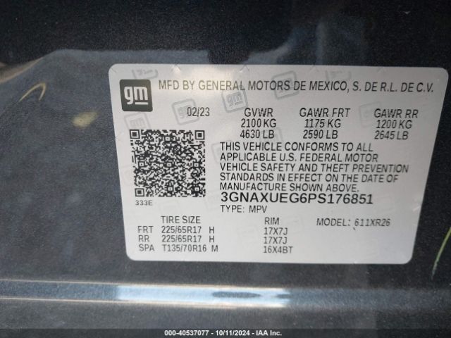 3GNAXUEG6PS176851 Chevrolet Equinox Awd Lt