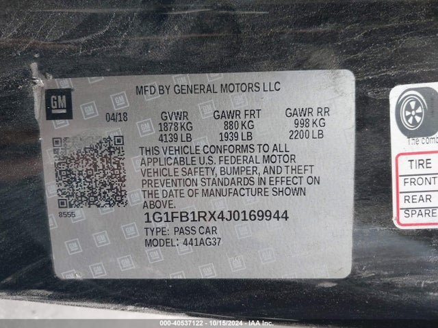 Chevrolet Camaro 1lt 2018 1G1FB1RX4J0169944 Image 9