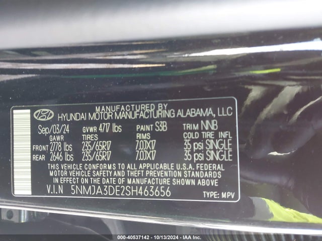 5NMJA3DE2SH463656 Hyundai TUCSON SE