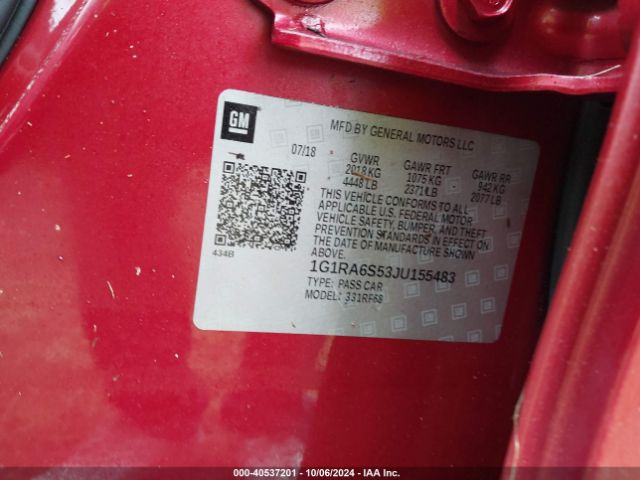 1G1RA6S53JU155483 Chevrolet VOLT LT