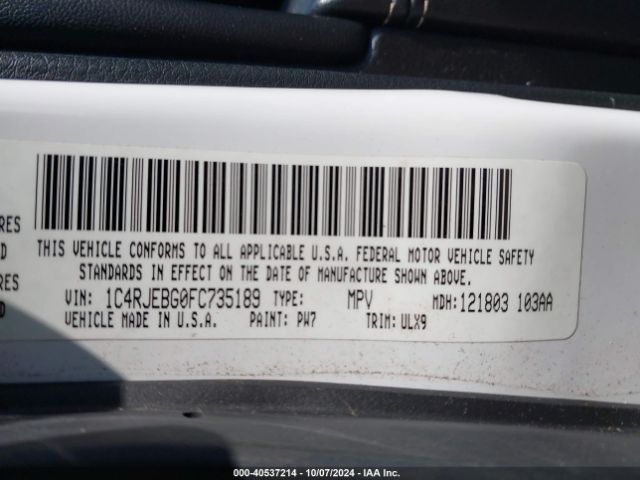 1C4RJEBG0FC735189 Jeep Grand Cherokee Limited
