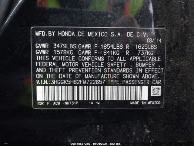 3HGGK5H82FM722657 Honda Fit Ex/ex-l