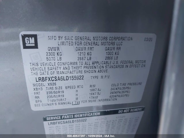 Buick Envision Fwd Essence 2020 LRBFXCSA6LD155922 Image 9