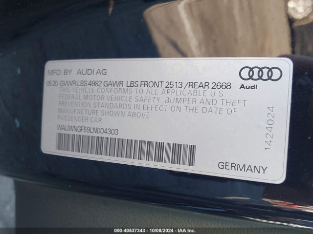 2020 AUDI A5 CABRIOLET WAUWNGF59LN004303 Photo 8
