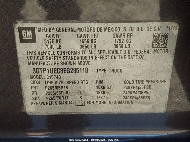 3GTP1UEC8EG285118 GMC Sierra 1500 Sle