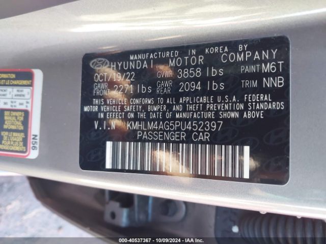 KMHLM4AG5PU452397 Hyundai ELANTRA SEL