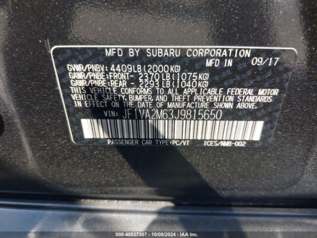 JF1VA2M63J9815650 Subaru Wrx Sti