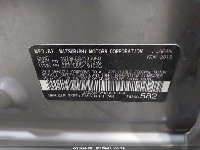 JA32U8FW9GU003634 Mitsubishi LANCER GT