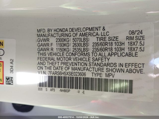 7FARS6H5XSE023606 Honda Cr-v Hybrid Sport