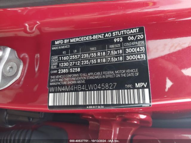 W1N4M4HB4LW045827 Mercedes-Benz Glb 250 4matic