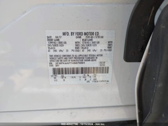 2FMPK4AP7HBB79591 Ford EDGE SPORT