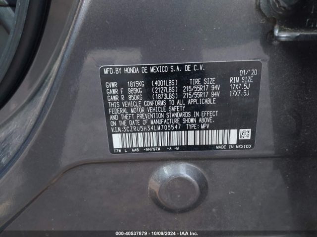 3CZRU5H34LM705547 Honda Hr-v 2wd Lx