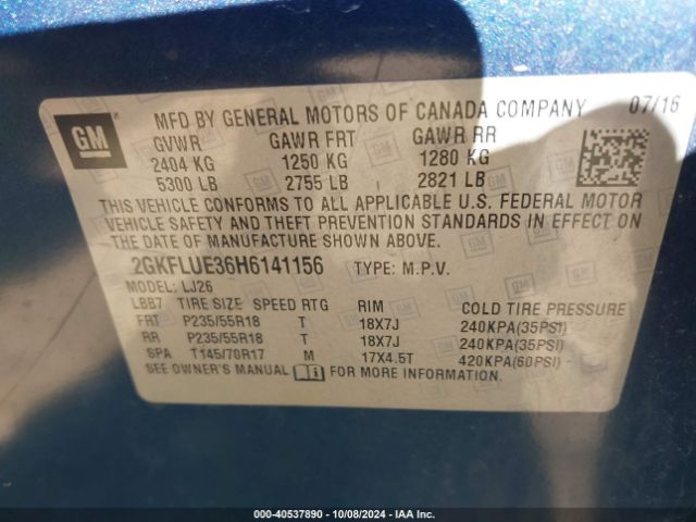 2GKFLUE36H6141156 GMC Terrain Slt