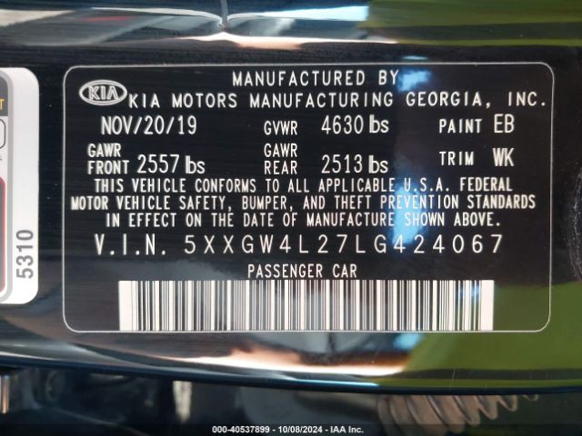 5XXGW4L27LG424067 KIA Optima Sx Turbo