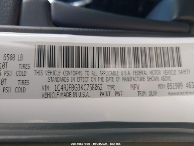 1C4RJFBG3KC758062 Jeep Grand Cherokee Limited 4x4