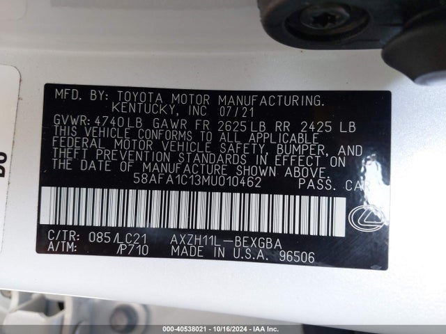Lexus Es 300h Ultra Luxury 2021 58AFA1C13MU010462 Image 9