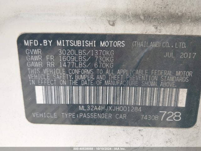 ML32A4HJXJH001284 Mitsubishi MIRAGE SE