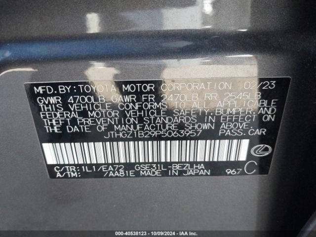JTHGZ1B29P5063957 Lexus Is 350 F Sport